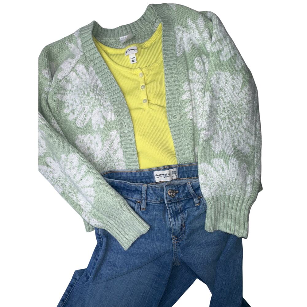 Abercrombie Kids Floral Cardigan Boyfriend Jeans Art Class Top 3pc